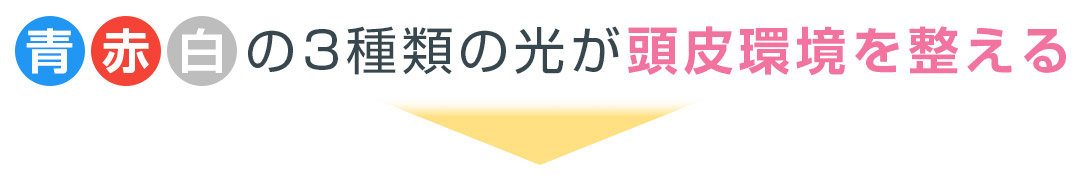 青・赤・白の3種類の光が頭皮環境を整える